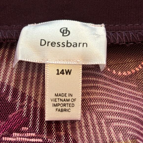 Dress Barn Wms 14 Plum Sheer Floral Open Front Longline Cardigan Elegant Party - Picture 3 of 10